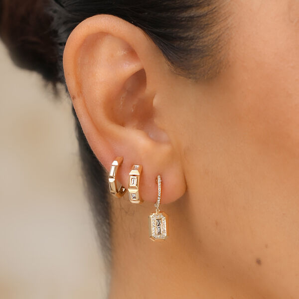 Yellow Gold Octogone Hoop Earrings